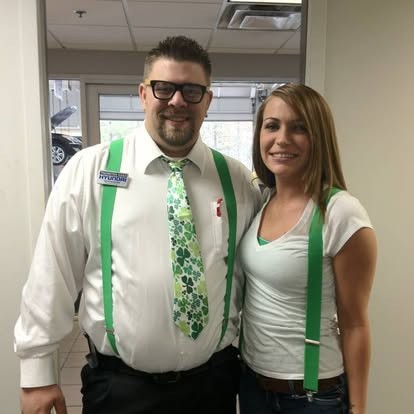 All decked out in green for St. Patrick's Day.
