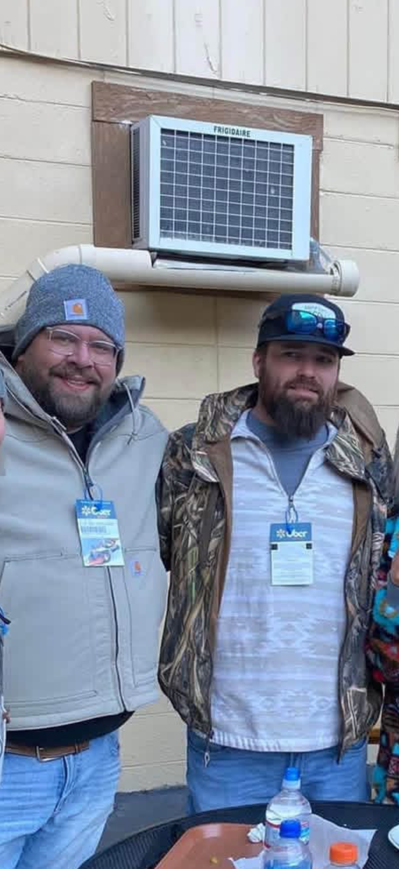 Bundled up with a buddy at a winter festival.