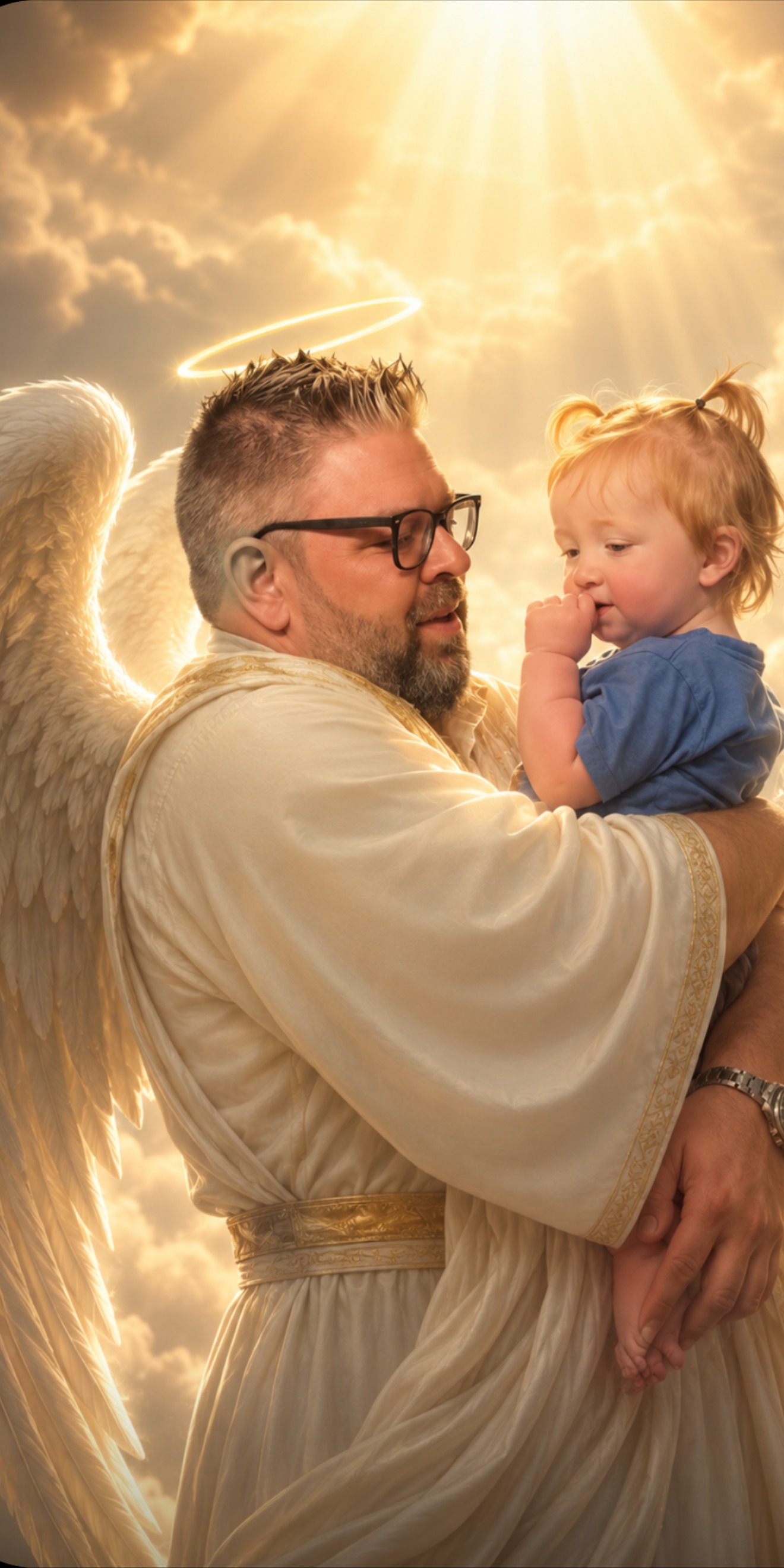 Watching over us — an angel-wings tribute shared by his friends.