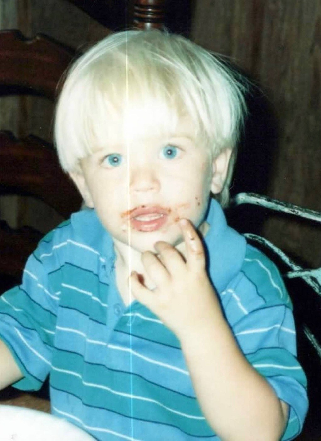 Chocolate on his face and mischief in his eyes — some things never changed.